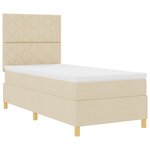 vidaXL Lit à ressorts avec Matelas & LED Crème 90x200 cm Tissu