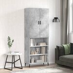 vidaXL Buffet haut Gris béton 69 5x34x180 cm Bois d'ingénierie