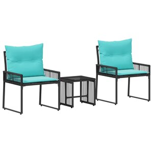 vidaXL Ensemble de meubles d'extérieur 7 Pièces Noir et turquoise
