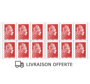 Carnet 12 timbres Marianne l'engagée -  Lettre prioritaire - Rouge