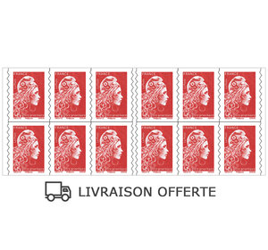 Carnet 12 timbres Marianne l'engagée - Lettre prioritaire - Rouge