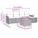 Ensemble de Canapé de Jardin 6 Pièces avec Coussins Rattan Poly Brun