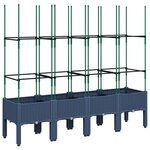 vidaXL Jardinière avec treillis bleu gris 160x40x142 5 cm PP