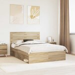 vidaXL Cadre de lit Chêne Sonoma 150 x 200 cm Pin massif