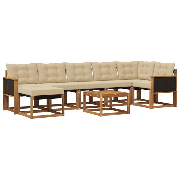 vidaXL Ensemble de canapés d'extérieur 8 pc Naturel et Beige