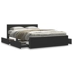 vidaXL Cadre de lit avec tête de lit sans matelas noir 120x200 cm