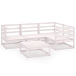 vidaXL Salon de jardin 5 Pièces Blanc Bois de pin massif