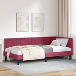 vidaXL Cadre de lit d'angle Rouge bordeaux 90 x 190 cm Velours