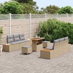 vidaXL Ensemble de canapé de jardin 9 Pièces Beige Poly rotin