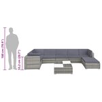 vidaXL Salon de jardin 8 Pièces avec coussins Résine tressée Gris