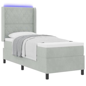 vidaXL Lit à ressorts avec matelas Gris clair 80 x 200 cm Velours