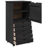 vidaXL Cabinet roulant Noir 53 x 39 x 103 cm Bois de Pin Massif
