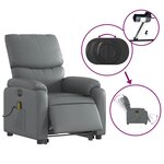 vidaXL Fauteuil inclinable de massage électrique gris similicuir
