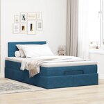 vidaXL Cadre de lit ottoman avec matelas bleu foncé 120x200 cm velours