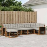 vidaXL Ensemble de canapés d'extérieur 7 Pièces Naturel et gris clair