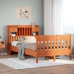 vidaXL Cadre de lit sans matelas cire marron 135x190cm bois pin massif