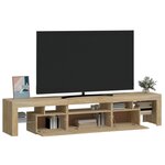 vidaXL Meuble TV avec lumières LED Chêne sonoma 200x36 5x40 cm