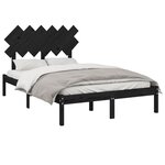 vidaXL Cadre de lit sans matelas noir 135x190 cm bois massif