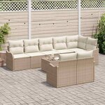 vidaXL Ensemble de canapé de jardin 9 Pièces Beige polyrotin