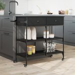 vidaXL Chariot de cuisine noir 105x42x95 cm bois d'ingénierie