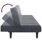 vidaXL Canapé-lit à 2 places avec repose-pied gris foncé velours