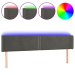 vidaXL Tête de lit à LED Gris foncé 163x16x78/88 cm Velours
