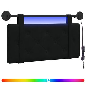 vidaXL Tête de lit suspendue Avec lumière LED Noir Velours