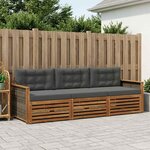 vidaXL Ensemble de canapés d'extérieur 3 Pièces Naturel et Anthracite