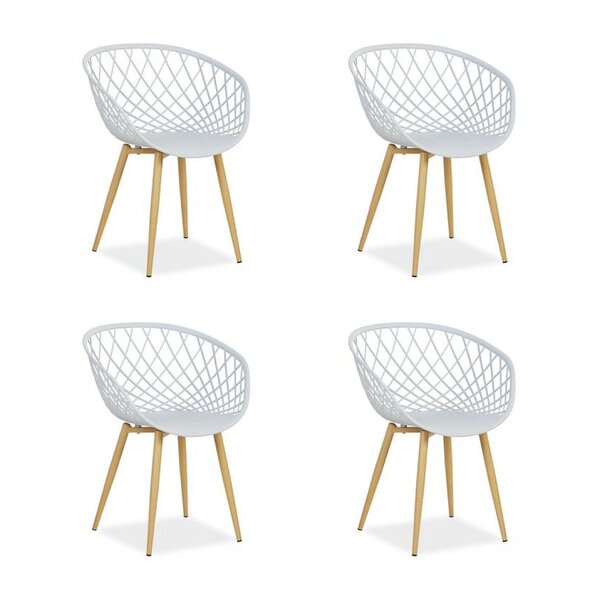 Lot de 4 chaises de jardin gris avec accoudoirs empilables