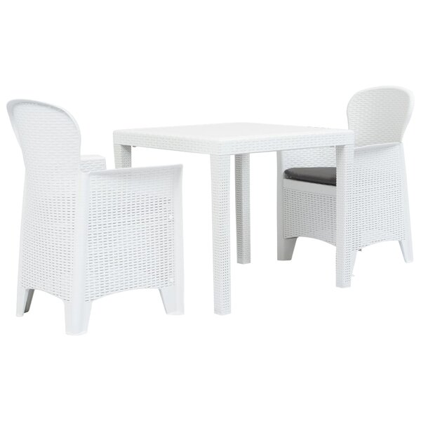 vidaXL Ensemble de bistro 3 Pièces Plastique Blanc Aspect de rotin