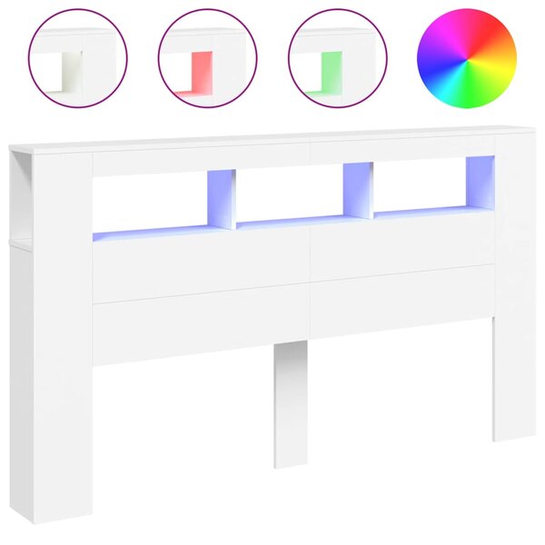 vidaXL Tête de lit à LED blanc 180x18 5x103 5 cm bois d'ingénierie