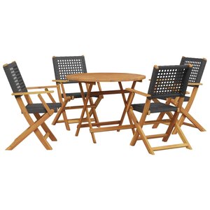 vidaXL Ensemble à manger de jardin 5 Pièces résine tressée et bois massif