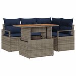 vidaXL Ensemble de salle à manger pour jardin 5 Pièces Gris et marine