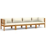 Canapé de jardin meuble extérieur 4 places et coussin crème bois d'acacia massif 02_0013245