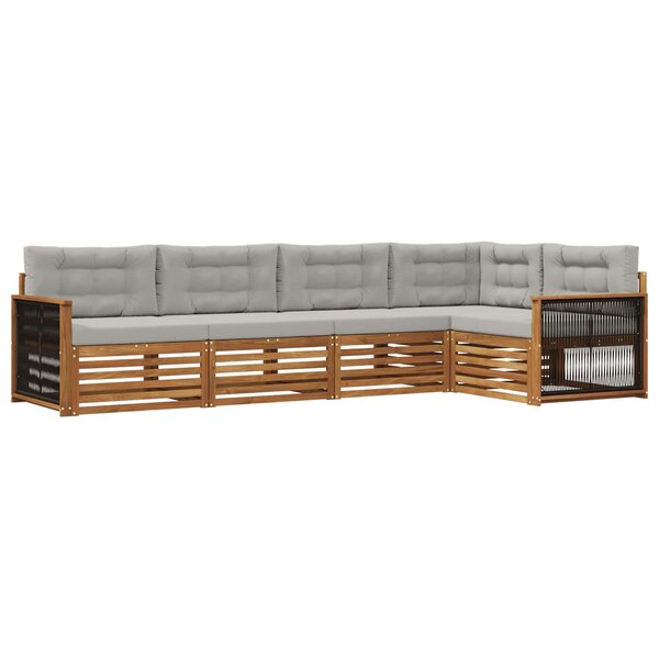 vidaXL Ensemble de canapés d'extérieur 5 pc Naturel et gris clair