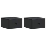 vidaXL Cabinet de chevet mural 2 Pièces Noir 34 5 x 33 x 20 cm