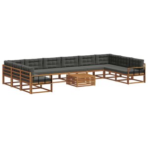 vidaXL Ensemble de canapés d'extérieur 11 Pièces Naturel et Anthracite