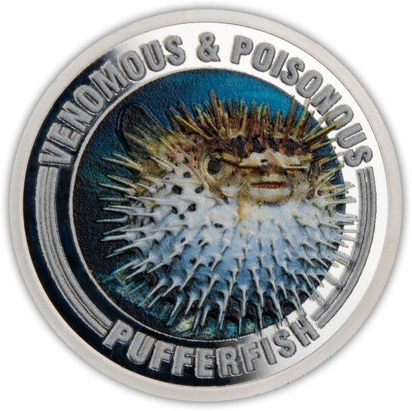Pièce de monnaie en Argent 1 Dollar g 15.57 (1/2 oz) Millésime 2022 Venomous and Poisonous PUFFERFISH