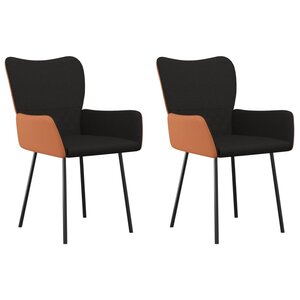 vidaXL Chaises à manger lot de 2 noir tissu et similicuir