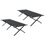 vidaXL Lit de camping pliant 2 Pièces Noir Tissu Oxford