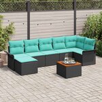 vidaXL Ensemble de canapé de jardin 8 Pièces Noir et turquoise
