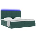 vidaXL Lit de rangement LED avec matelas Vert foncé 200 x 200 cm