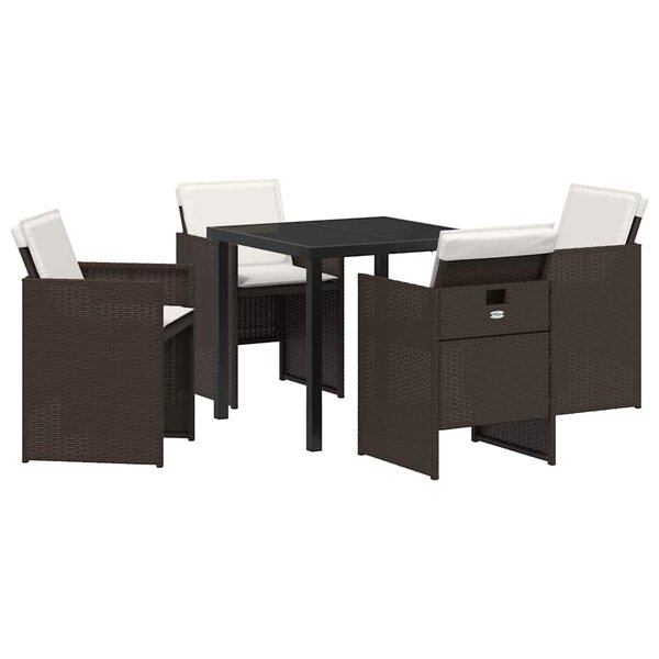 vidaXL Ensemble de salle à manger pour jardin 5 Pièces Marron Poly rotin