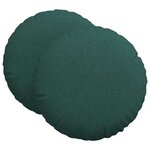 vidaXL Coussins de siège 2 Pièces Vert foncé Ø60 x 21 cm tissu