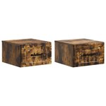vidaXL Cabinet de chevet mural 2 Pièces Chêne fumé 34 5 x 33 x 20 cm