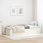 vidaXL Cadre de lit d'angle avec tête de lit Crème 90 cm x 200 cm