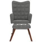 vidaXL Chaise à bascule avec tabouret en velours gris foncé