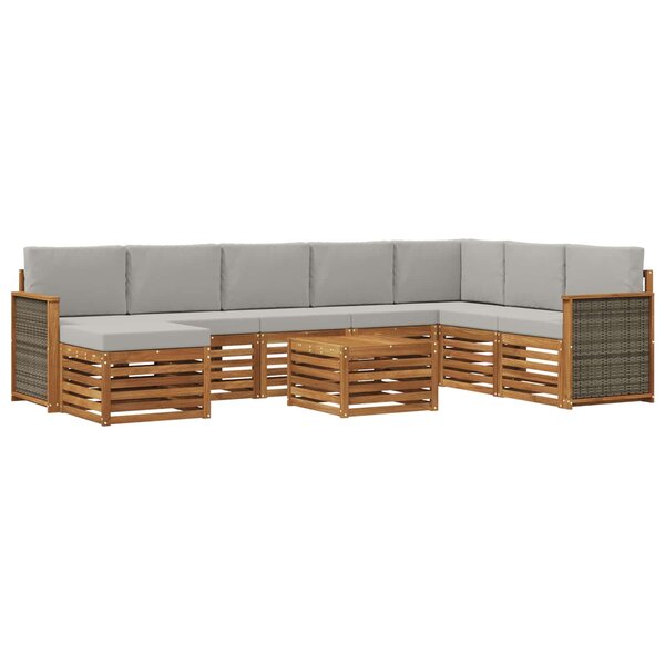 vidaXL Ensemble de canapés d'extérieur 7 Pièces Naturel et gris clair
