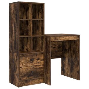 vidaXL Bureau avec Rangement Chêne Fumé Bois d'ingénierie