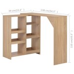 vidaXL Table de bar avec tablette amovible Chêne 138x39x110 cm